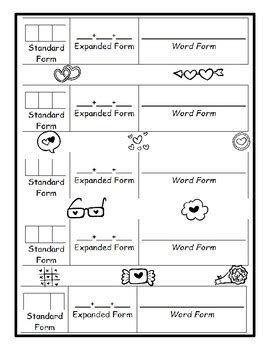 Valentines Day Math Place Value Expanded Form Word Form ...