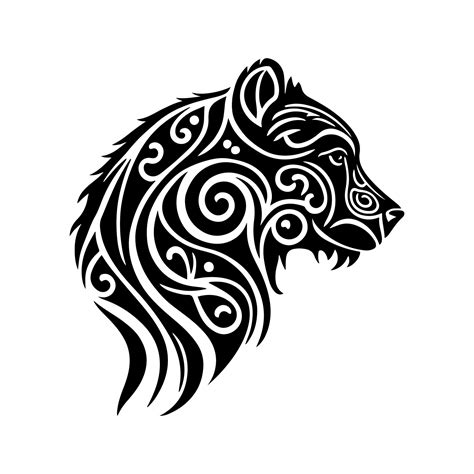 Tribal Bear Portrait Ornamental Design For Logo Sign Emblem T Shirt