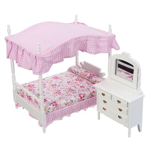 1set Doll Accessories Baby Bed With Nightstand Table For Small Dolls