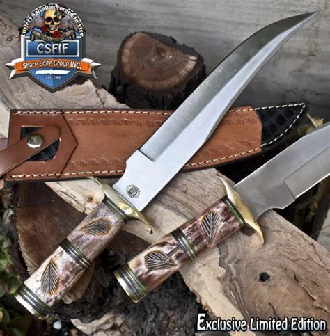 Csfif Custom Hand Forged Bowie Knife Aus 10 Steel Camel Bone Hunting 0