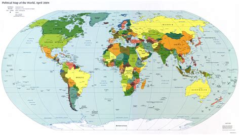 Large Detailed Political Map Of The World With Capitals And Major Cities 2004 World