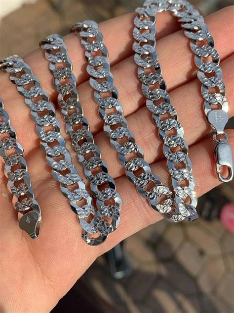 Shop the latest cuban link chain deals on aliexpress. Silver Men's Diamond Cut Miami Cuban Link Chain Solid 925 ...