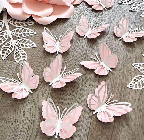 6pcs 3d Paper Butterflies Wall Decor Baby Girl Nursery