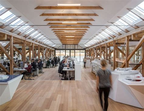 Modern Office That Was Renovated From Historic Boat House