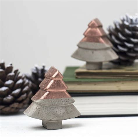 Set of Two White Concrete Trees Decoration - Christmas Trees