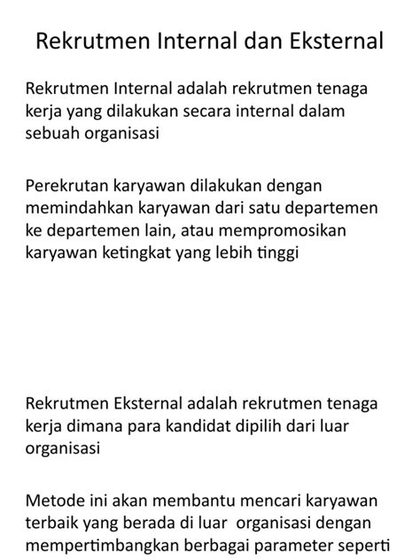 Rekrutmen Internal Dan Eksternal Pdf