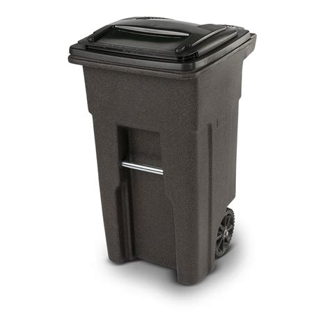 Toter 32 Gallon Trash Can Brownstone With Wheels And Lid