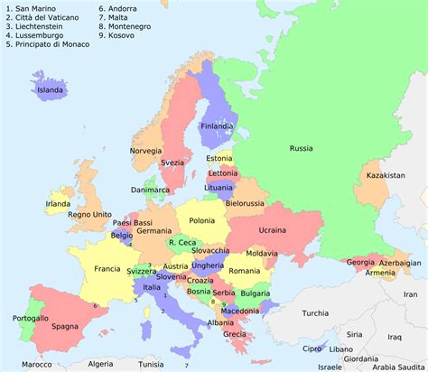 Una bella cartina con tutte le capitali europee in formato.jpeg (larghezza 1280 pixel x 1024) per chi cercasse una una serie di cartine mute dell'europa con solo il tracciato dei fiumi, degli stati o semplicemente con i. File:Europa-it-politica-coloured.svg - Wikipedia
