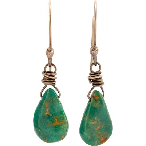 Sterling Silver Handmade Turquoise Drop Earrings From