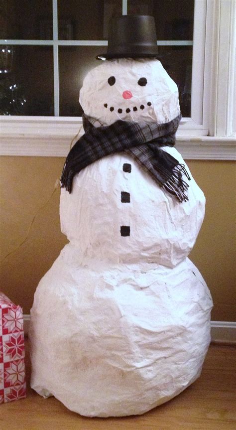 Paper Mache Snowman Paper Mache Christmas Xmas Crafts Christmas