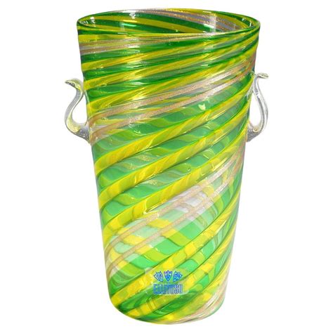 Fratelli Toso A Canne Glass Vase With Handles Murano Italy Ca 1965 For Sale At 1stdibs