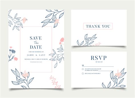 Simple Floral Celebration Wedding Card Invitation 602676 Vector Art At
