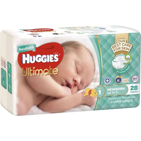 Huggies Ultra Dry Nappies Newborn Up To 5kg 28 Pack Woolworths
