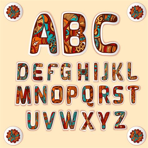 B, c, d, f, g, h, j, k, l, m, n, p, q, r . Zentangle alphabet colored letters stickers set 468298 ...