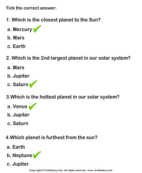 Solar System Choose The Correct Option Worksheet Turtle Diary