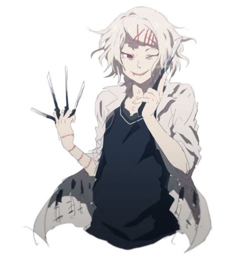 Ghouls introduced in the original tokyo ghoul series. Day 17: FAVORITE SUPPORTING MALE CHARACTER- Juuzou from ...