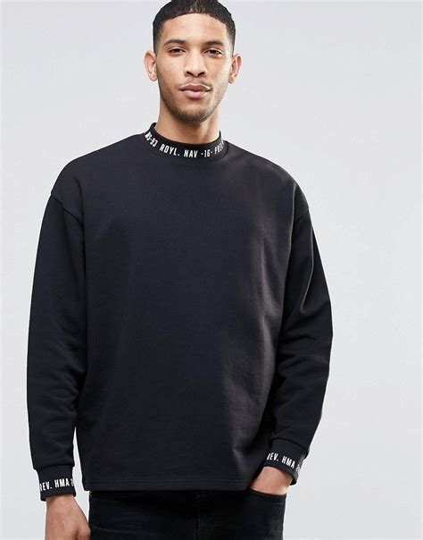 Asos Oversized Sweatshirt With Printed Turtle Neck At