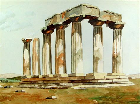 Ancient Greece Ruins Watercolor Painting Chairish