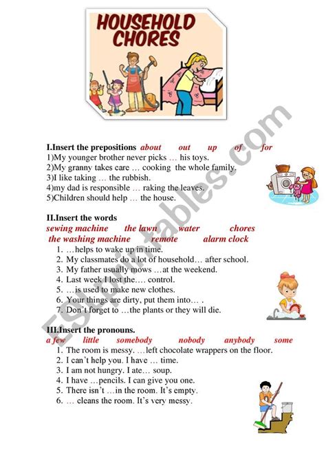 Household Chores Esl Worksheet By Spankevich