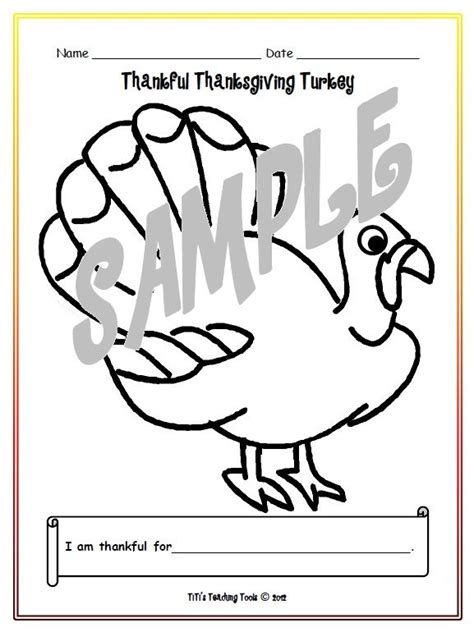 Thankful Thanksgiving Turkey Coloring Page and Writing Prompt | Turkey