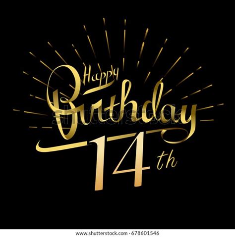 14th Happy Birthday Logo Beautiful Greeting Stock Vector Royalty Free