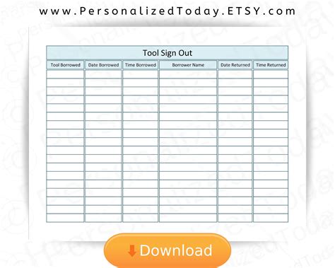 Tool Sign Out Log Template at Donald Huebner blog
