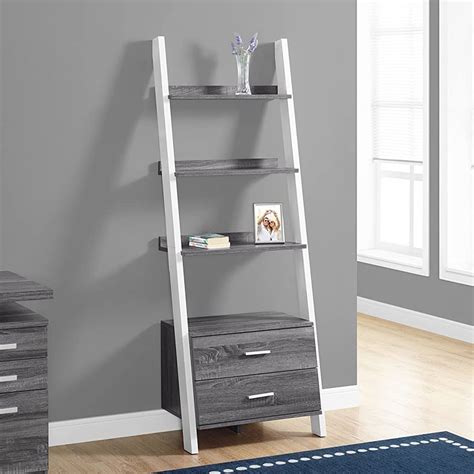 Grey Ladder Shelf With Drawer Greenblueandyellowvans