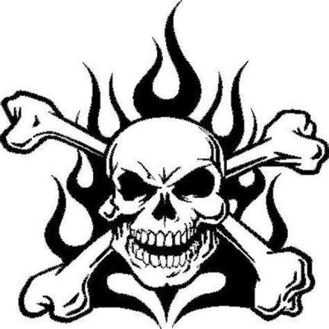 skull and flames vinyl decal sticker truck car jeep window race fire crossbones ebay in 2021