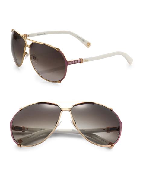 Dior Chicago Mm Metal Aviator Sunglasses In White For Men Lyst