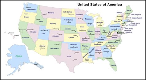 States And Capitals Of The United States Labeled Map
