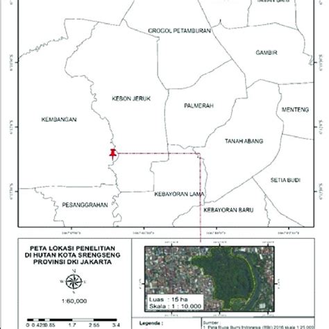 Gambar 1 Peta Lokasi Penelitian Di Hutan Kota Srengseng Jakarta Barat