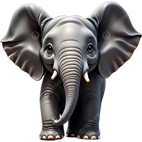 Modelo 3d De Elefante Fofo Realista Png Animal Cinzento Bonitinho