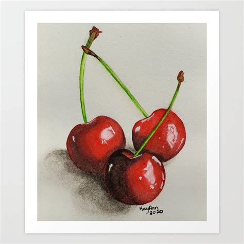 Cherries Art Print By Kayla Ann Society6