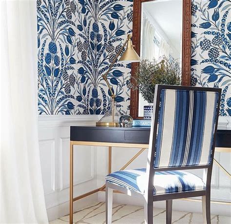 Thibaut cornelia wallpaper chestnut hill collection | Dining room