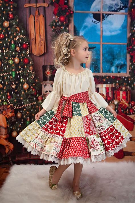 Girls Christmas Patchwork Dress Sizes 6 Months To 8 Years By