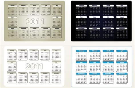 Beautiful 2011 Calendar Template 05 Vector Vectors Graphic Art Designs