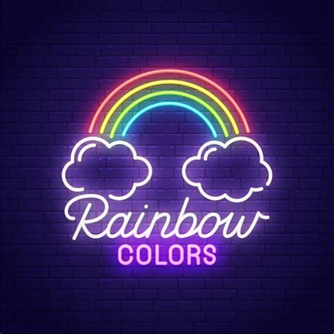 Premium Vector Rainbow Neon Sign