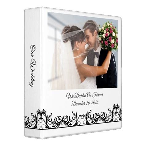 Modern Elegant Black And White Wedding Photo Album 3 Ring Binder Zazzle Wedding Photo Albums