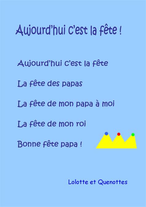 La box ou l'atelier œnologie : poème fête des pères: Aujourd'hui c'est la fête