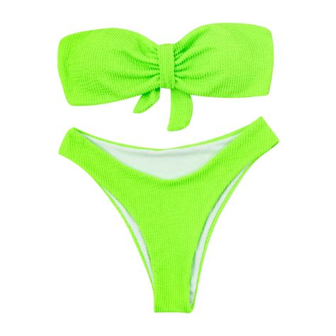 sunvit womens swimsuits split two piece strapless solid sexy bikini beachwear set 369 green