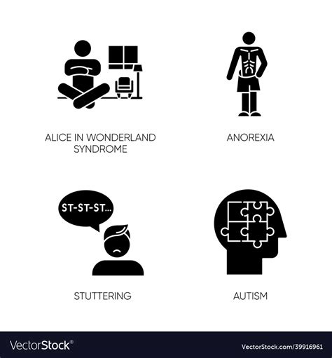 Mental Disorder Glyph Icons Set Alice Royalty Free Vector