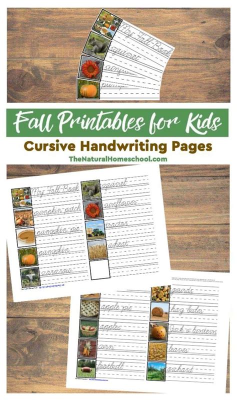 Fall Printables For Kids Cursive Handwriting Pages The Natural