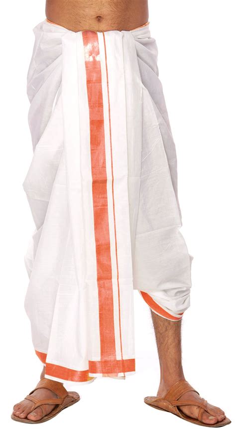 Dhoti From Kerala With Woven Border Exotic India Art