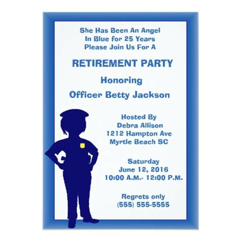 Start as a police officer, put in your time and you can transfer anywhere in the agency that your skill set matches up with. Female Police Officer Retirement Party Invitation | Zazzle