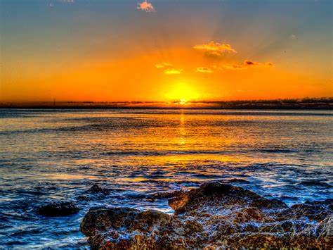 Wallpaper Sunset Horizon Sea Surf Hawaii Ocean Hd