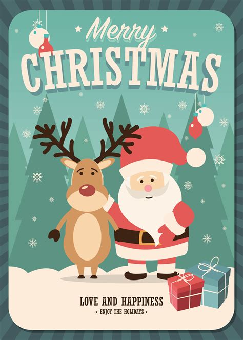 Hand painted watercolor wreath with greenery and red berries. Merry Christmas card with Santa Claus and reindeer and gift boxes - Download Free Vectors ...