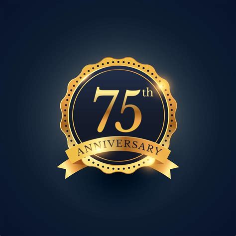 75th anniversary celebration badge label in golden color - Download