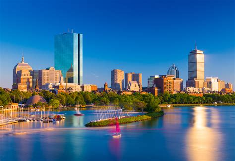 Boston Skyline At The Evening Cityscape Of Back Bay Boston