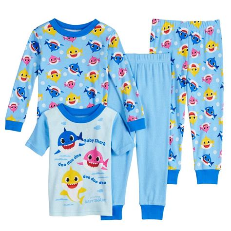 Toddler Boy Baby Shark 4 Piece Cotton Pajama Set Cotton Pajama Sets