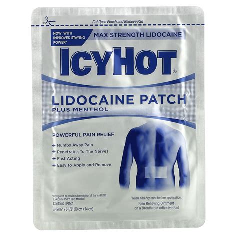 Icy Hot Max Lidocaine Pain Relief Patch 5 Patches